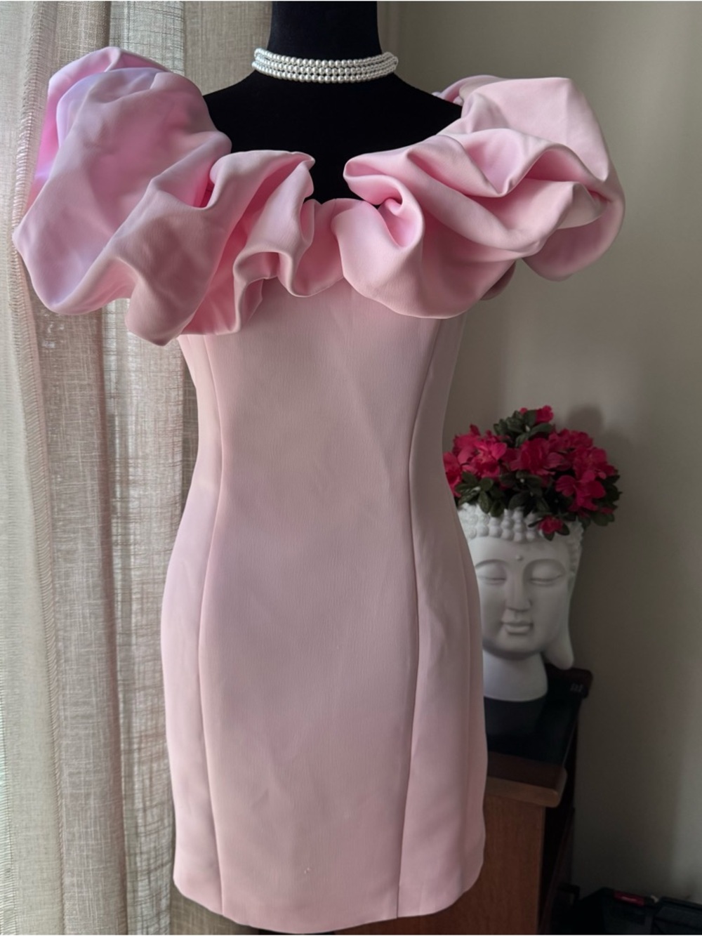 Fashion Nova Light Pink Off-Shoulder Ruffle Bodycon Mini Dress - Picture 2 of 5